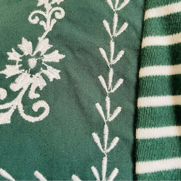 Croft&Borrow womans green peasant striped top size XL spring prairie florals - Picture 5 of 12